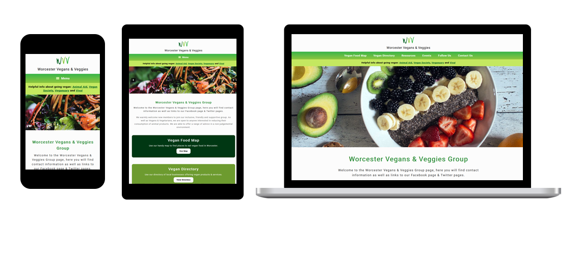 UI Design and Bootstrap Website Build for Worcester Vegans & Veggies